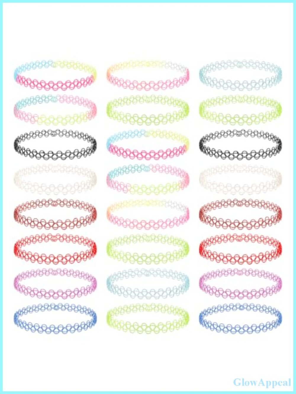 24 Pc Tattoo Choker Necklace Set Stretchy Elastic 90s Y2K Gothic Jewelry